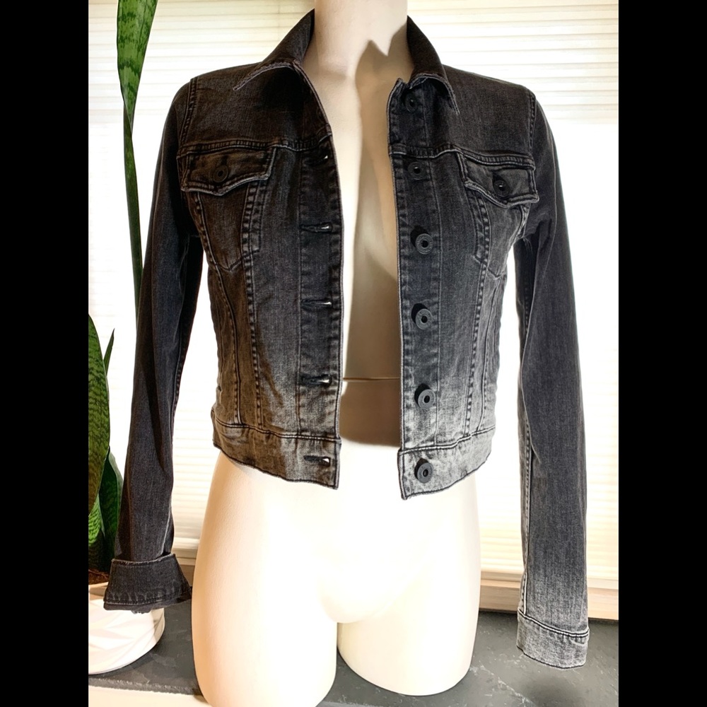 VINCE CLASSIC BLACK OMBRE Denim Jacket